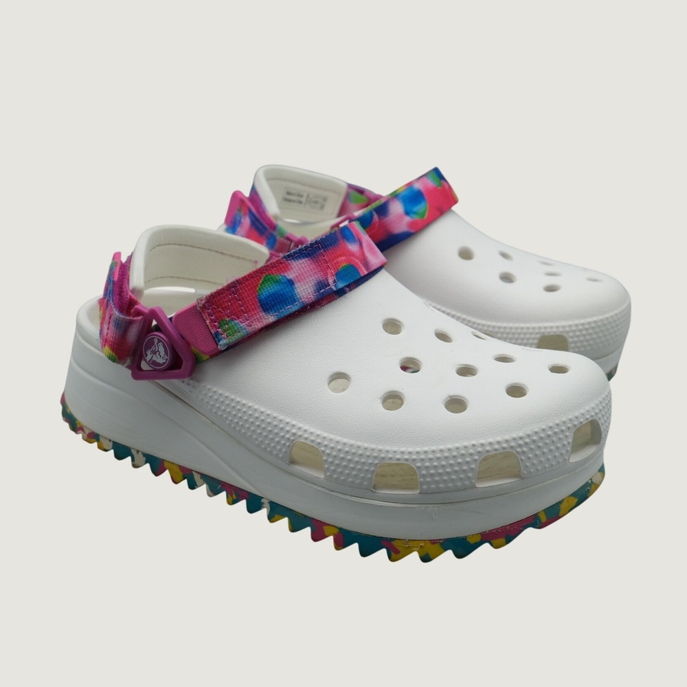 Crocs Classic Solarized Hiker Clog Women Size 7 White Tie Dye Platform